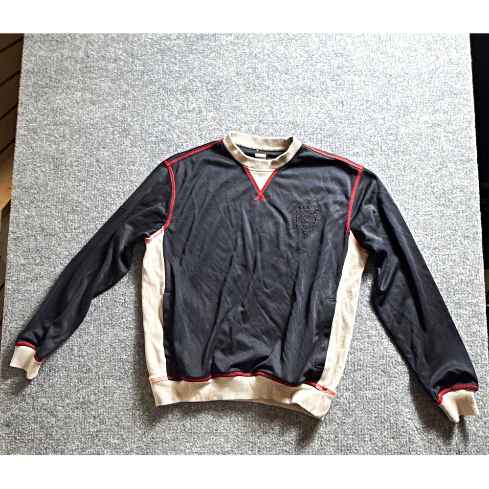 Nike Men's L Black Gray Red V-Neck Pullover Sweatshirt Embroidered Lion